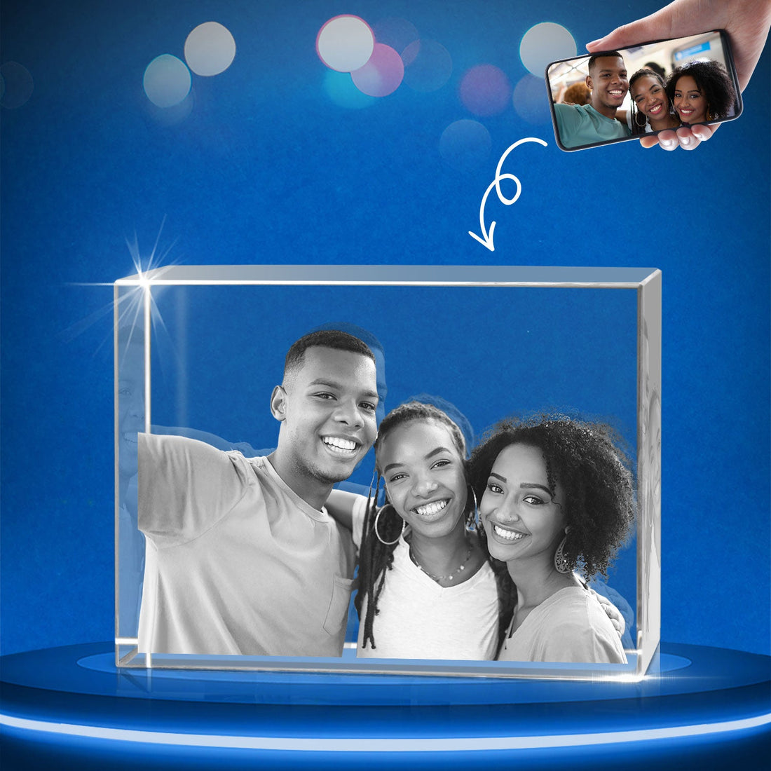 crystal with 3d photo