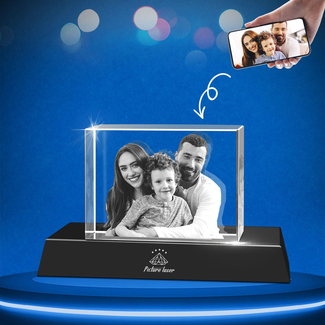 crystal with 3d photo