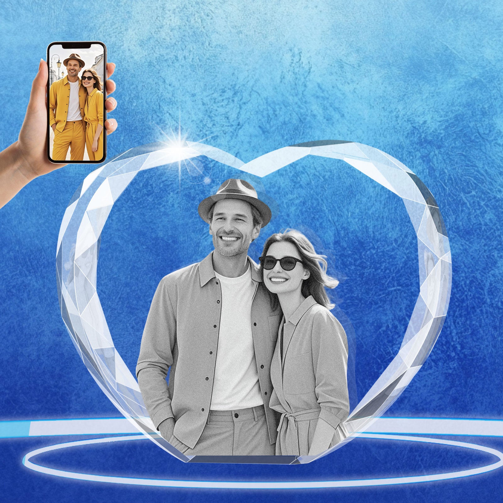 TheCryve 3D Crystal Photo Heart Cube -Small