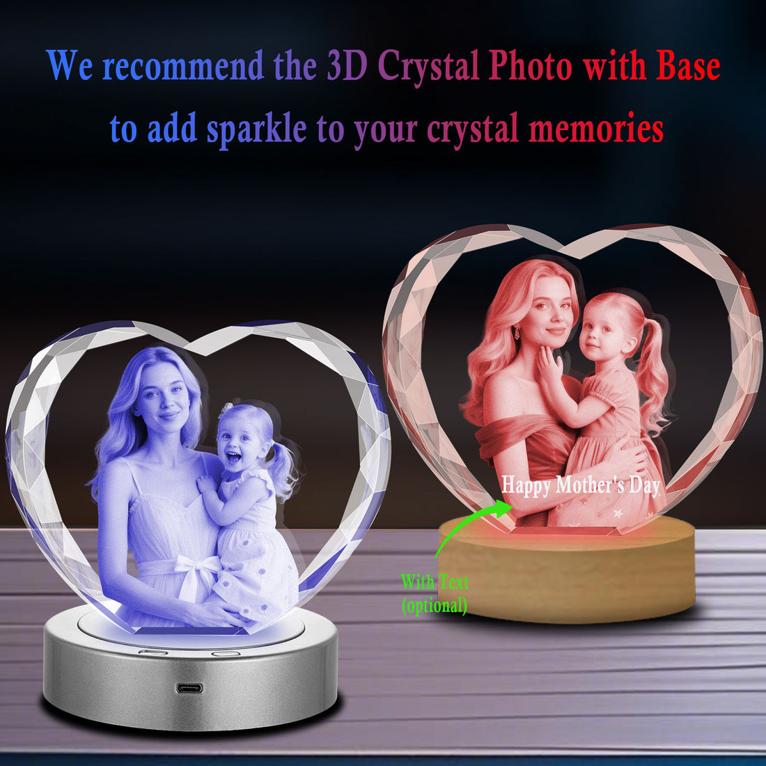 TheCryve 3D Crystal Photo Heart Cube -Small